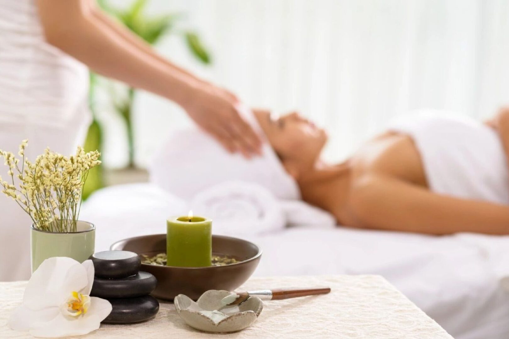 A woman getting her head washed at the spa